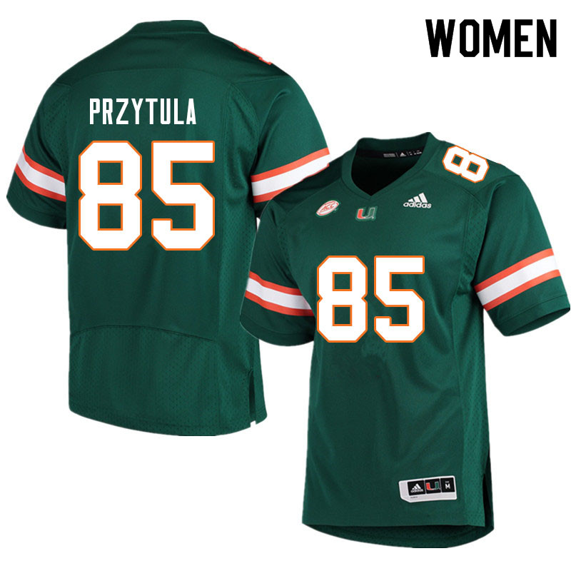 Women #85 Sebastian Przytula Miami Hurricanes College Football Jerseys Sale-Green